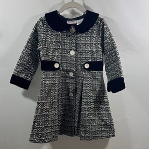 Blueberi Boulevard Classic Black and White Tweed Coat, Size 3T